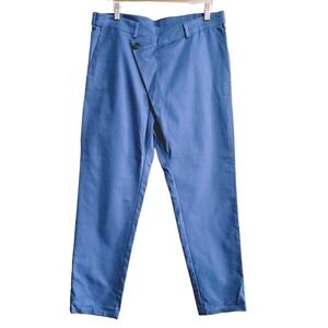 The Phluid‎ Cross Front tapered Pants Size Large Blue gender neutral unisex